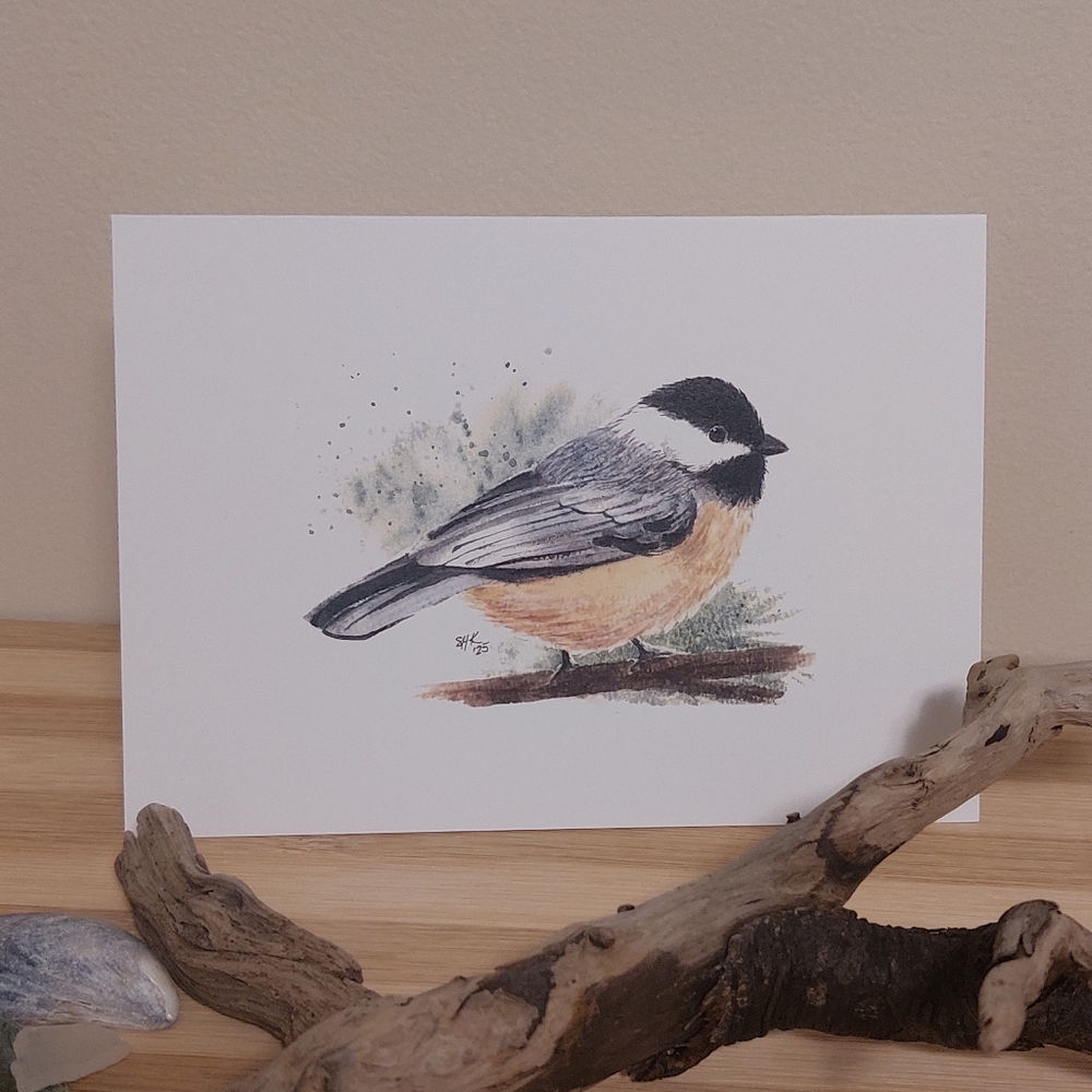 Chickadee Watercolor Print 5" X 7"